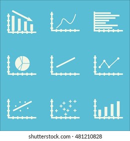 Set Of Graphs, Diagrams And Statistics Icons. Premium Quality Symbol Collection. Icons Can Be Used For Web, App And GUI Design. Vector Illustration, EPS10.