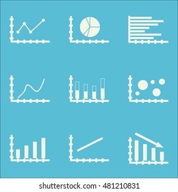 Set Of Graphs, Diagrams And Statistics Icons. Premium Quality Symbol Collection. Icons Can Be Used For Web, App And GUI Design. Vector Illustration, EPS10.
