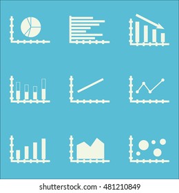 Set Of Graphs, Diagrams And Statistics Icons. Premium Quality Symbol Collection. Icons Can Be Used For Web, App And GUI Design. Vector Illustration, EPS10.