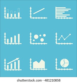 Set Of Graphs, Diagrams And Statistics Icons. Premium Quality Symbol Collection. Icons Can Be Used For Web, App And GUI Design. Vector Illustration, EPS10.