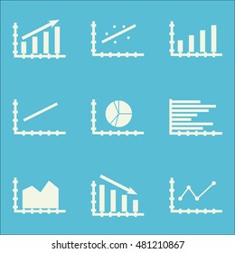 Set Of Graphs, Diagrams And Statistics Icons. Premium Quality Symbol Collection. Icons Can Be Used For Web, App And GUI Design. Vector Illustration, EPS10.