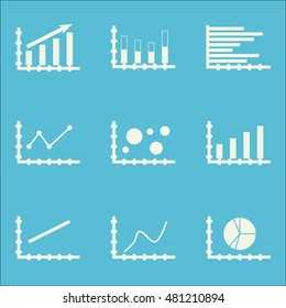 Set Of Graphs, Diagrams And Statistics Icons. Premium Quality Symbol Collection. Icons Can Be Used For Web, App And GUI Design. Vector Illustration, EPS10.