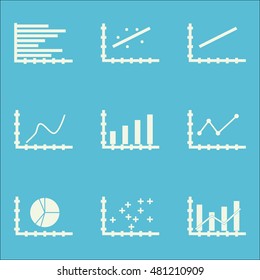 Set Of Graphs, Diagrams And Statistics Icons. Premium Quality Symbol Collection. Icons Can Be Used For Web, App And GUI Design. Vector Illustration, EPS10.