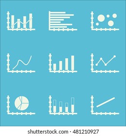 Set Of Graphs, Diagrams And Statistics Icons. Premium Quality Symbol Collection. Icons Can Be Used For Web, App And GUI Design. Vector Illustration, EPS10.