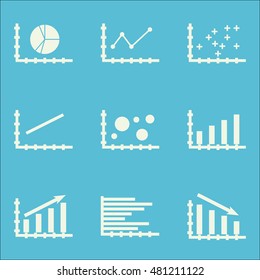 Set Of Graphs, Diagrams And Statistics Icons. Premium Quality Symbol Collection. Icons Can Be Used For Web, App And GUI Design. Vector Illustration, EPS10.
