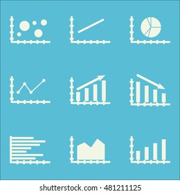 Set Of Graphs, Diagrams And Statistics Icons. Premium Quality Symbol Collection. Icons Can Be Used For Web, App And GUI Design. Vector Illustration, EPS10.