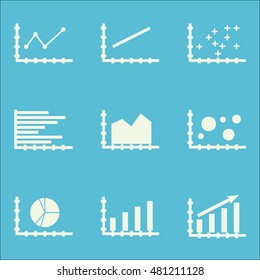 Set Of Graphs, Diagrams And Statistics Icons. Premium Quality Symbol Collection. Icons Can Be Used For Web, App And GUI Design. Vector Illustration, EPS10.