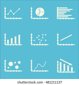 Set Of Graphs, Diagrams And Statistics Icons. Premium Quality Symbol Collection. Icons Can Be Used For Web, App And GUI Design. Vector Illustration, EPS10.