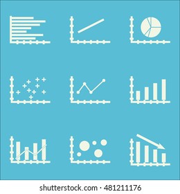 Set Of Graphs, Diagrams And Statistics Icons. Premium Quality Symbol Collection. Icons Can Be Used For Web, App And GUI Design. Vector Illustration, EPS10.