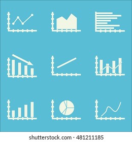 Set Of Graphs, Diagrams And Statistics Icons. Premium Quality Symbol Collection. Icons Can Be Used For Web, App And GUI Design. Vector Illustration, EPS10.