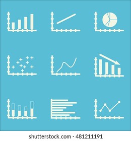 Set Of Graphs, Diagrams And Statistics Icons. Premium Quality Symbol Collection. Icons Can Be Used For Web, App And GUI Design. Vector Illustration, EPS10.