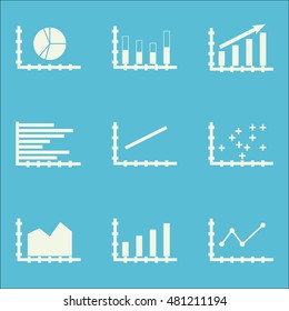 Set Of Graphs, Diagrams And Statistics Icons. Premium Quality Symbol Collection. Icons Can Be Used For Web, App And GUI Design. Vector Illustration, EPS10.