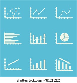 Set Of Graphs, Diagrams And Statistics Icons. Premium Quality Symbol Collection. Icons Can Be Used For Web, App And GUI Design. Vector Illustration, EPS10.