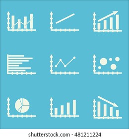 Set Of Graphs, Diagrams And Statistics Icons. Premium Quality Symbol Collection. Icons Can Be Used For Web, App And GUI Design. Vector Illustration, EPS10.