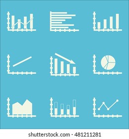 Set Of Graphs, Diagrams And Statistics Icons. Premium Quality Symbol Collection. Icons Can Be Used For Web, App And GUI Design. Vector Illustration, EPS10.