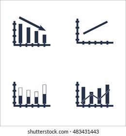 Set Of Graphs, Diagrams And Statistics Icons. Premium Quality Symbol Collection. Icons Can Be Used For Web, App And UI Design. Vector Illustration, EPS10.