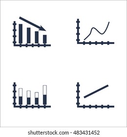 Set Of Graphs, Diagrams And Statistics Icons. Premium Quality Symbol Collection. Icons Can Be Used For Web, App And UI Design. Vector Illustration, EPS10.