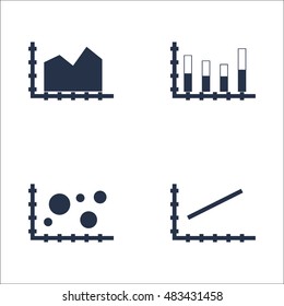 Set Of Graphs, Diagrams And Statistics Icons. Premium Quality Symbol Collection. Icons Can Be Used For Web, App And UI Design. Vector Illustration, EPS10.