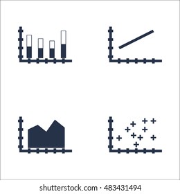 Set Of Graphs, Diagrams And Statistics Icons. Premium Quality Symbol Collection. Icons Can Be Used For Web, App And UI Design. Vector Illustration, EPS10.