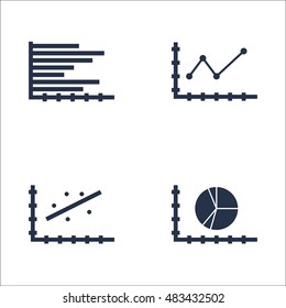 Set Of Graphs, Diagrams And Statistics Icons. Premium Quality Symbol Collection. Icons Can Be Used For Web, App And UI Design. Vector Illustration, EPS10.