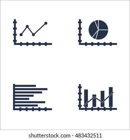 Set Of Graphs, Diagrams And Statistics Icons. Premium Quality Symbol Collection. Icons Can Be Used For Web, App And UI Design. Vector Illustration, EPS10.