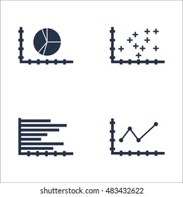 Set Of Graphs, Diagrams And Statistics Icons. Premium Quality Symbol Collection. Icons Can Be Used For Web, App And UI Design. Vector Illustration, EPS10.