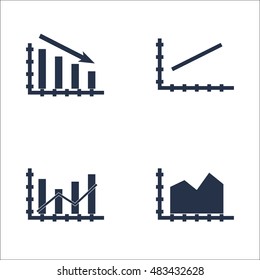 Set Of Graphs, Diagrams And Statistics Icons. Premium Quality Symbol Collection. Icons Can Be Used For Web, App And UI Design. Vector Illustration, EPS10.