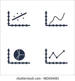 Set Of Graphs, Diagrams And Statistics Icons. Premium Quality Symbol Collection. Icons Can Be Used For Web, App And UI Design. Vector Illustration, EPS10.