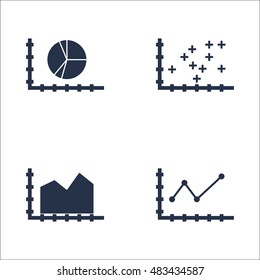 Set Of Graphs, Diagrams And Statistics Icons. Premium Quality Symbol Collection. Icons Can Be Used For Web, App And UI Design. Vector Illustration, EPS10.