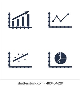 Set Of Graphs, Diagrams And Statistics Icons. Premium Quality Symbol Collection. Icons Can Be Used For Web, App And UI Design. Vector Illustration, EPS10.