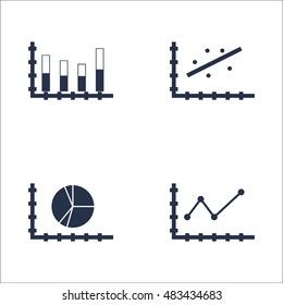 Set Of Graphs, Diagrams And Statistics Icons. Premium Quality Symbol Collection. Icons Can Be Used For Web, App And UI Design. Vector Illustration, EPS10.