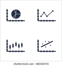 Set Of Graphs, Diagrams And Statistics Icons. Premium Quality Symbol Collection. Icons Can Be Used For Web, App And UI Design. Vector Illustration, EPS10.