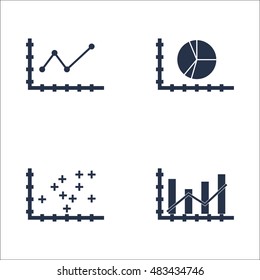 Set Of Graphs, Diagrams And Statistics Icons. Premium Quality Symbol Collection. Icons Can Be Used For Web, App And UI Design. Vector Illustration, EPS10.