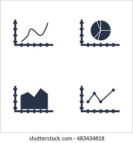Set Of Graphs, Diagrams And Statistics Icons. Premium Quality Symbol Collection. Icons Can Be Used For Web, App And UI Design. Vector Illustration, EPS10.