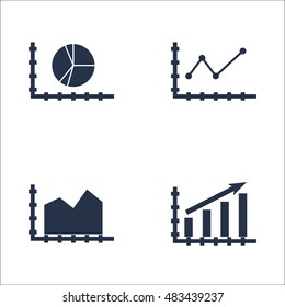 Set Of Graphs, Diagrams And Statistics Icons. Premium Quality Symbol Collection. Icons Can Be Used For Web, App And UI Design. Vector Illustration, EPS10.