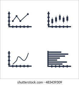 Set Of Graphs, Diagrams And Statistics Icons. Premium Quality Symbol Collection. Icons Can Be Used For Web, App And UI Design. Vector Illustration, EPS10.