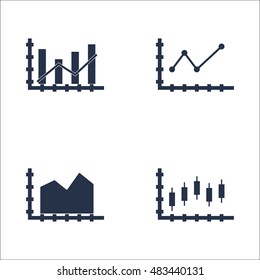 Set Of Graphs, Diagrams And Statistics Icons. Premium Quality Symbol Collection. Icons Can Be Used For Web, App And UI Design. Vector Illustration, EPS10.