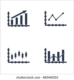 Set Of Graphs, Diagrams And Statistics Icons. Premium Quality Symbol Collection. Icons Can Be Used For Web, App And UI Design. Vector Illustration, EPS10.
