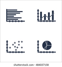 Set Of Graphs, Diagrams And Statistics Icons. Premium Quality Symbol Collection. Icons Can Be Used For Web, App And UI Design. Vector Illustration, EPS10.