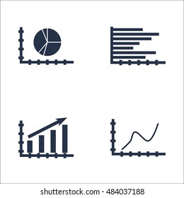 Set Of Graphs, Diagrams And Statistics Icons. Premium Quality Symbol Collection. Icons Can Be Used For Web, App And UI Design. Vector Illustration, EPS10.