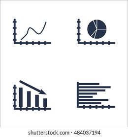 Set Of Graphs, Diagrams And Statistics Icons. Premium Quality Symbol Collection. Icons Can Be Used For Web, App And UI Design. Vector Illustration, EPS10.