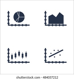 Set Of Graphs, Diagrams And Statistics Icons. Premium Quality Symbol Collection. Icons Can Be Used For Web, App And UI Design. Vector Illustration, EPS10.