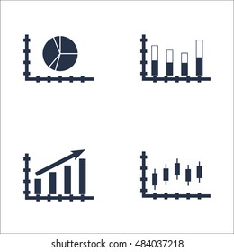 Set Of Graphs, Diagrams And Statistics Icons. Premium Quality Symbol Collection. Icons Can Be Used For Web, App And UI Design. Vector Illustration, EPS10.