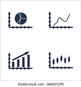 Set Of Graphs, Diagrams And Statistics Icons. Premium Quality Symbol Collection. Icons Can Be Used For Web, App And UI Design. Vector Illustration, EPS10.