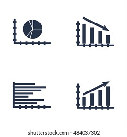 Set Of Graphs, Diagrams And Statistics Icons. Premium Quality Symbol Collection. Icons Can Be Used For Web, App And UI Design. Vector Illustration, EPS10.
