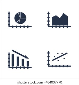 Set Of Graphs, Diagrams And Statistics Icons. Premium Quality Symbol Collection. Icons Can Be Used For Web, App And UI Design. Vector Illustration, EPS10.