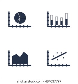 Set Of Graphs, Diagrams And Statistics Icons. Premium Quality Symbol Collection. Icons Can Be Used For Web, App And UI Design. Vector Illustration, EPS10.