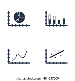 Set Of Graphs, Diagrams And Statistics Icons. Premium Quality Symbol Collection. Icons Can Be Used For Web, App And UI Design. Vector Illustration, EPS10.