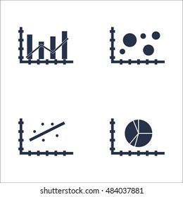 Set Of Graphs, Diagrams And Statistics Icons. Premium Quality Symbol Collection. Icons Can Be Used For Web, App And UI Design. Vector Illustration, EPS10.