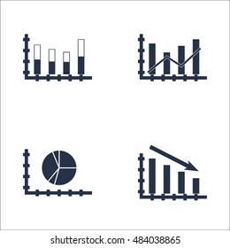 Set Of Graphs, Diagrams And Statistics Icons. Premium Quality Symbol Collection. Icons Can Be Used For Web, App And UI Design. Vector Illustration, EPS10.